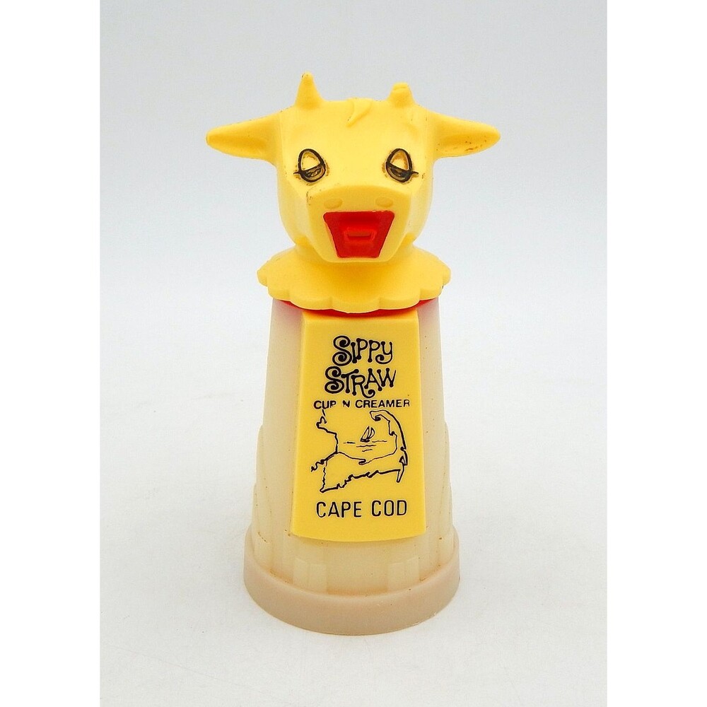 Sippy Straw Cup ‘N’ Creamer 8oz Cow Cape Cod Whirley Industries Plastic USA